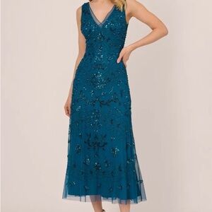 Adrianna Papell Teal Sequin Dress